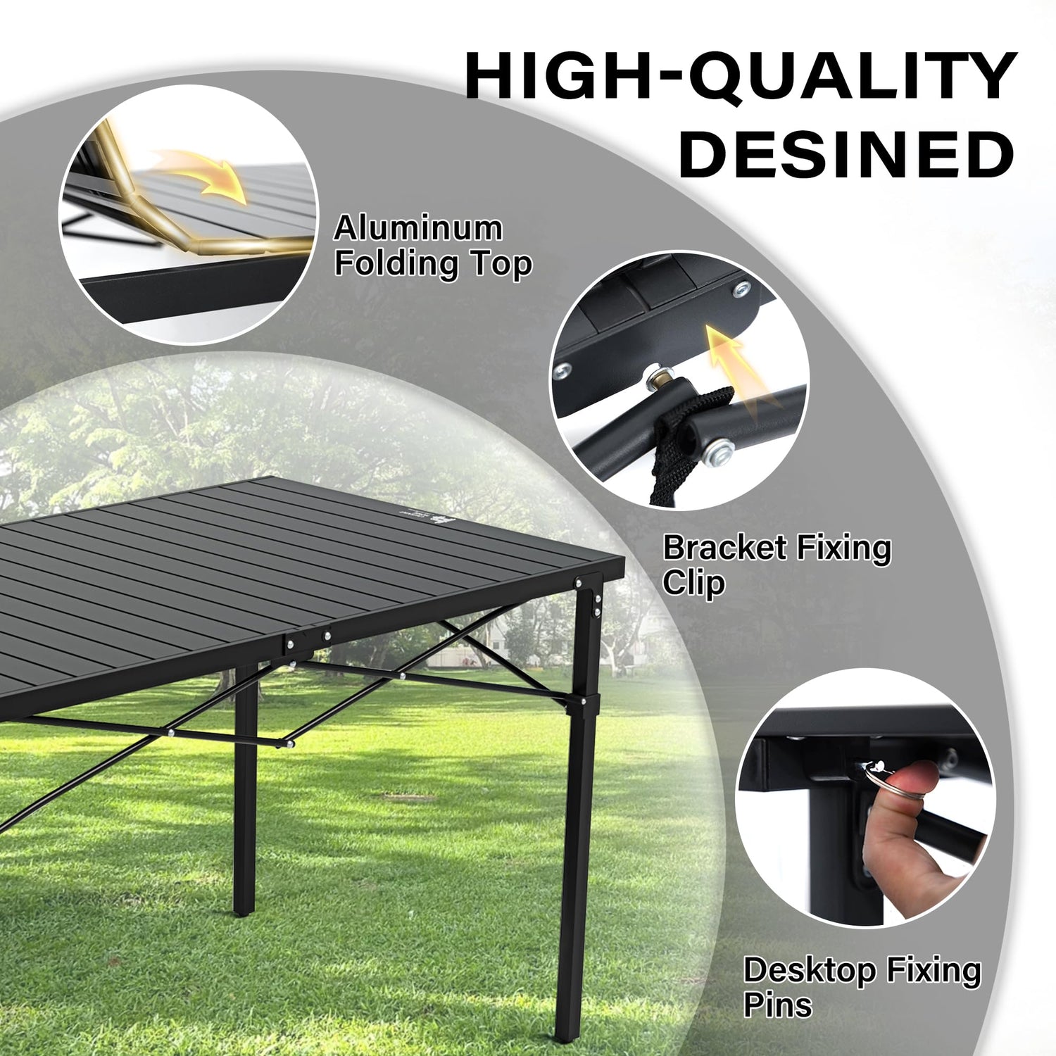 LAUSAINT HOME Folding Camping Table with Aluminum Roll-up Tabletop