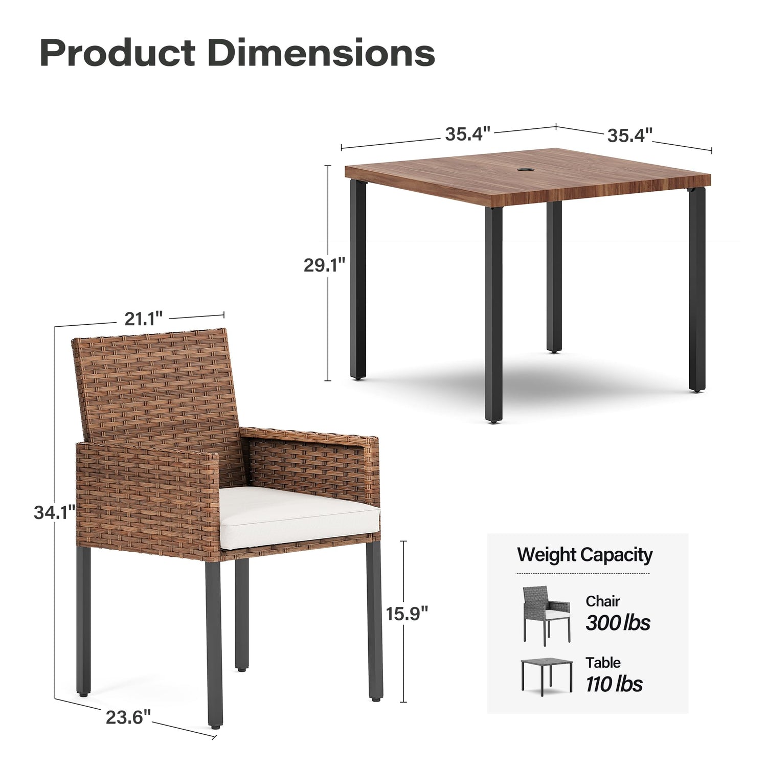 LAUSAINT HOME 5 Pieces All-Weather Outdoor Patio Dining Set