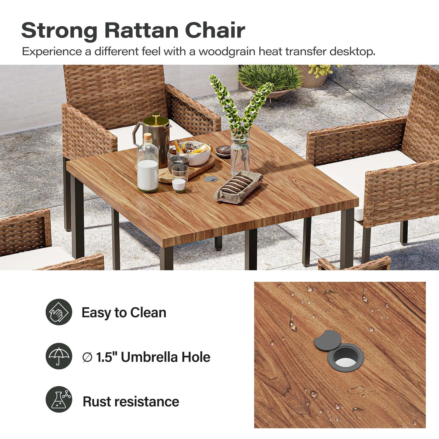 LAUSAINT HOME 5 Pieces All-Weather Outdoor Patio Dining Set