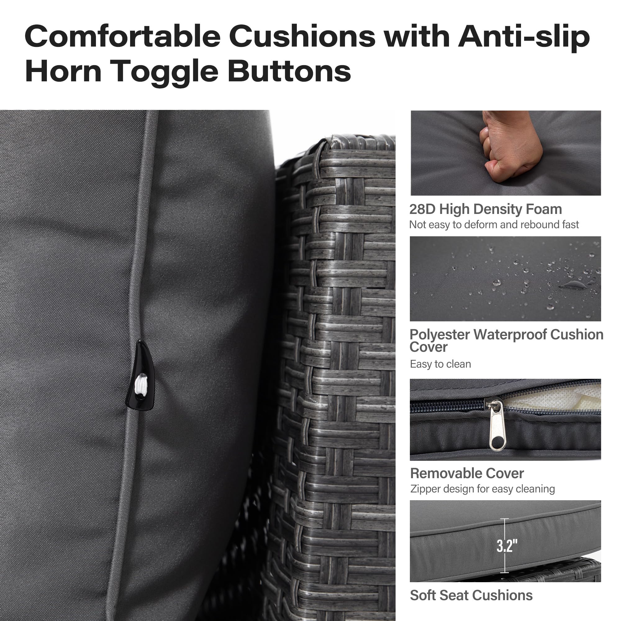 LAUSAINT HOME 6 Pieces Outdoor Sectional Sofa Set