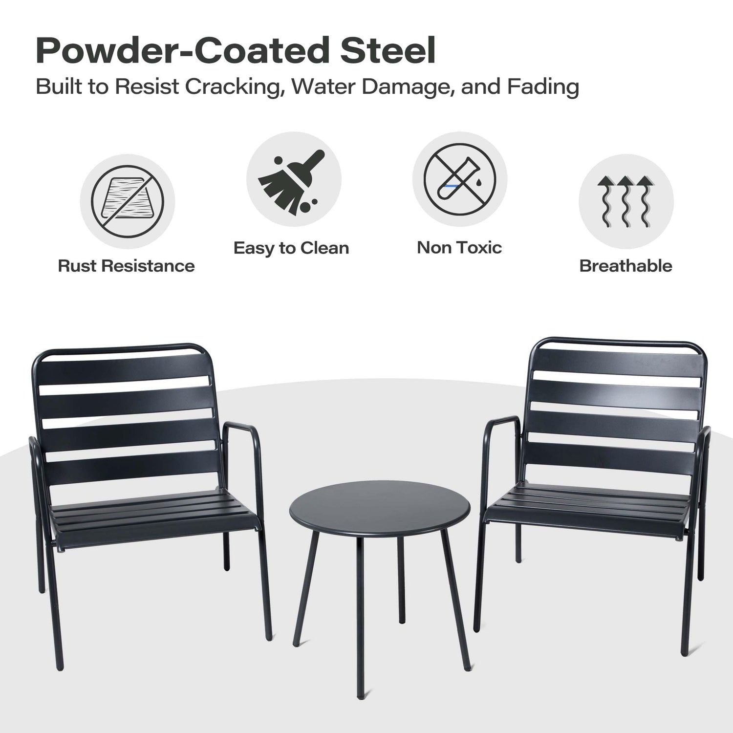 LAUSAINT HOME 3 Pieces Small Patio Bistro Set