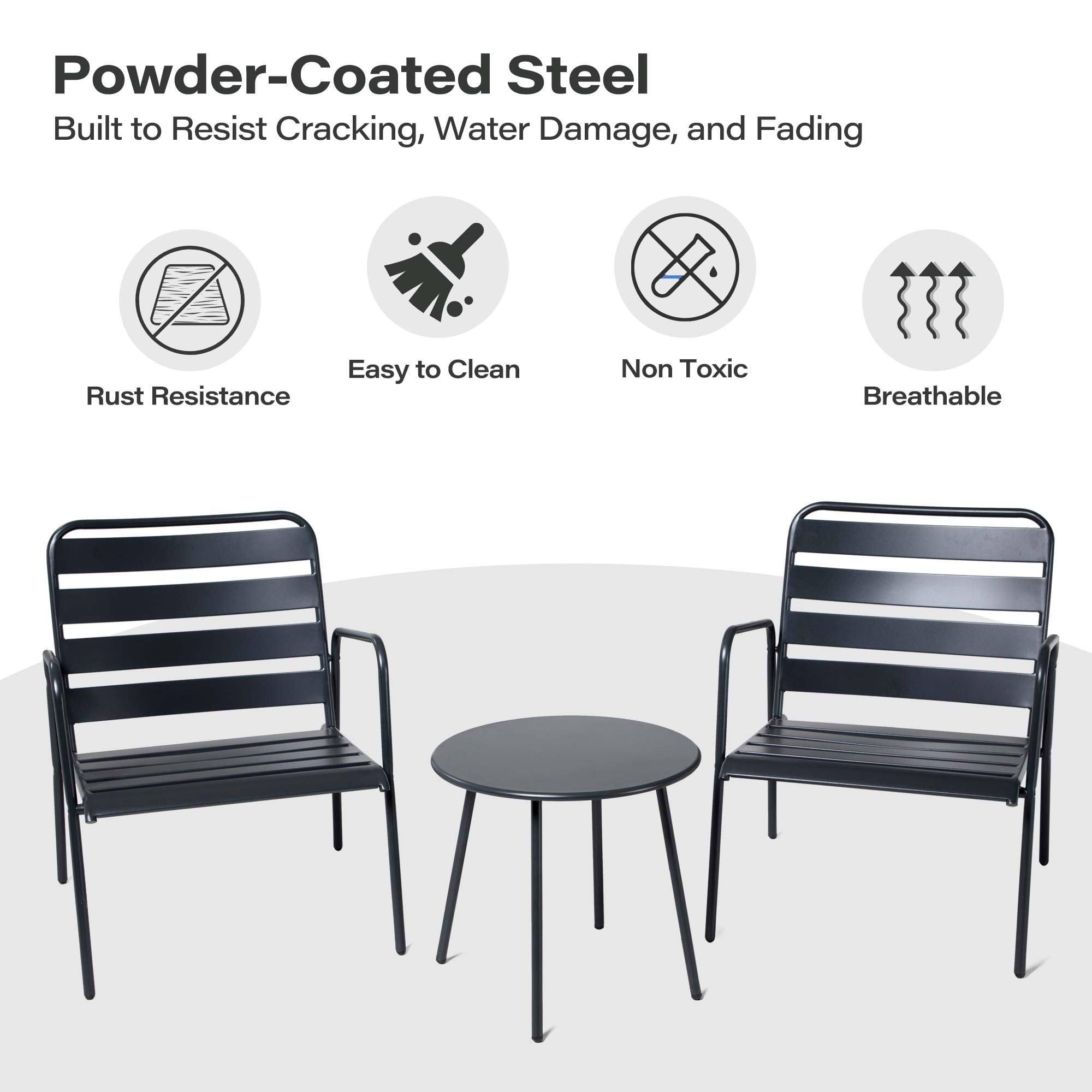 LAUSAINT HOME 3 Pieces Small Patio Bistro Set