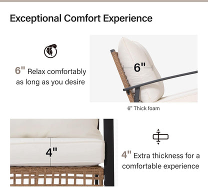 LAUSAINT HOME Outdoor Patio Loveseat with Coffee Table Set of 2