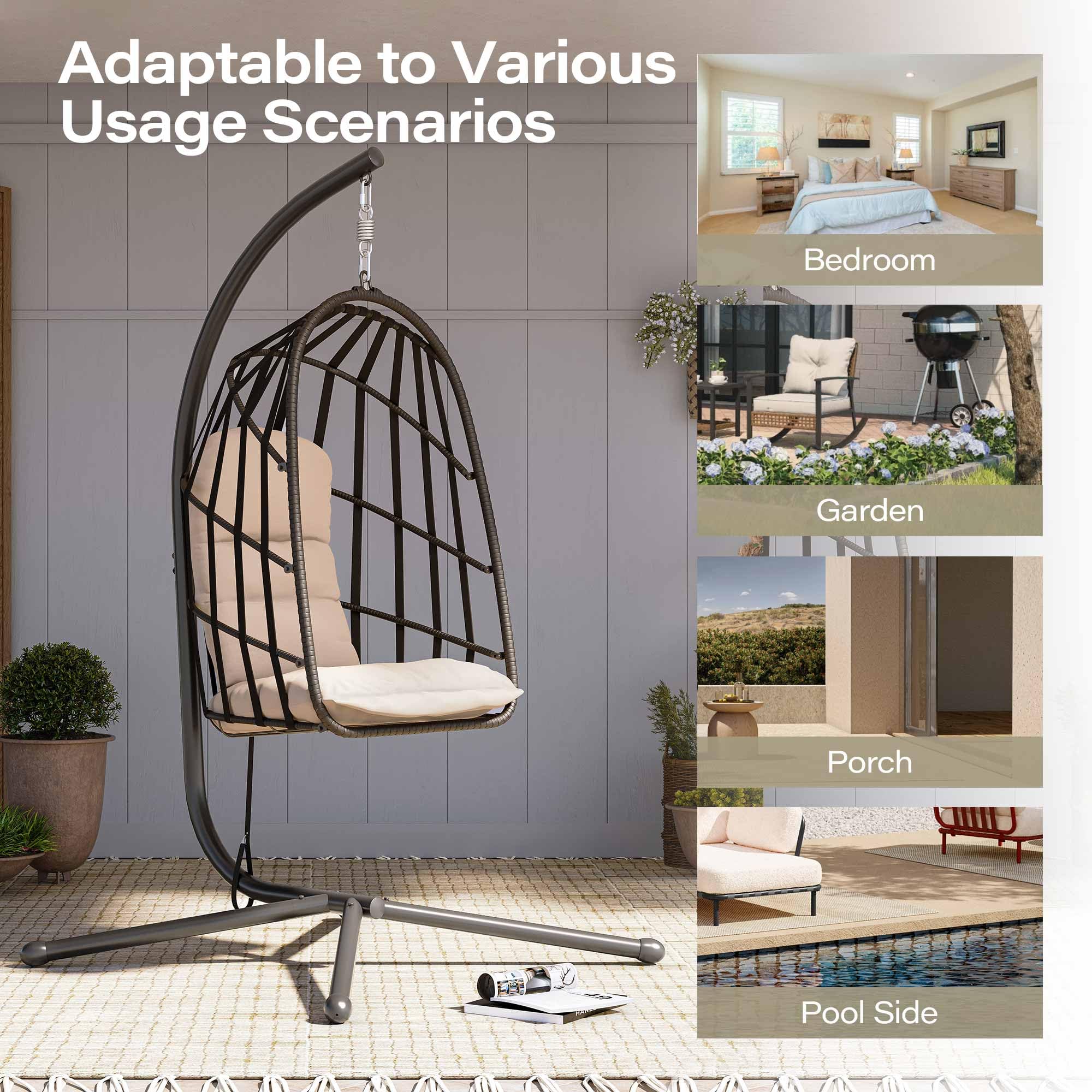 LAUSAINT HOME Hanging Egg Chair with Stand