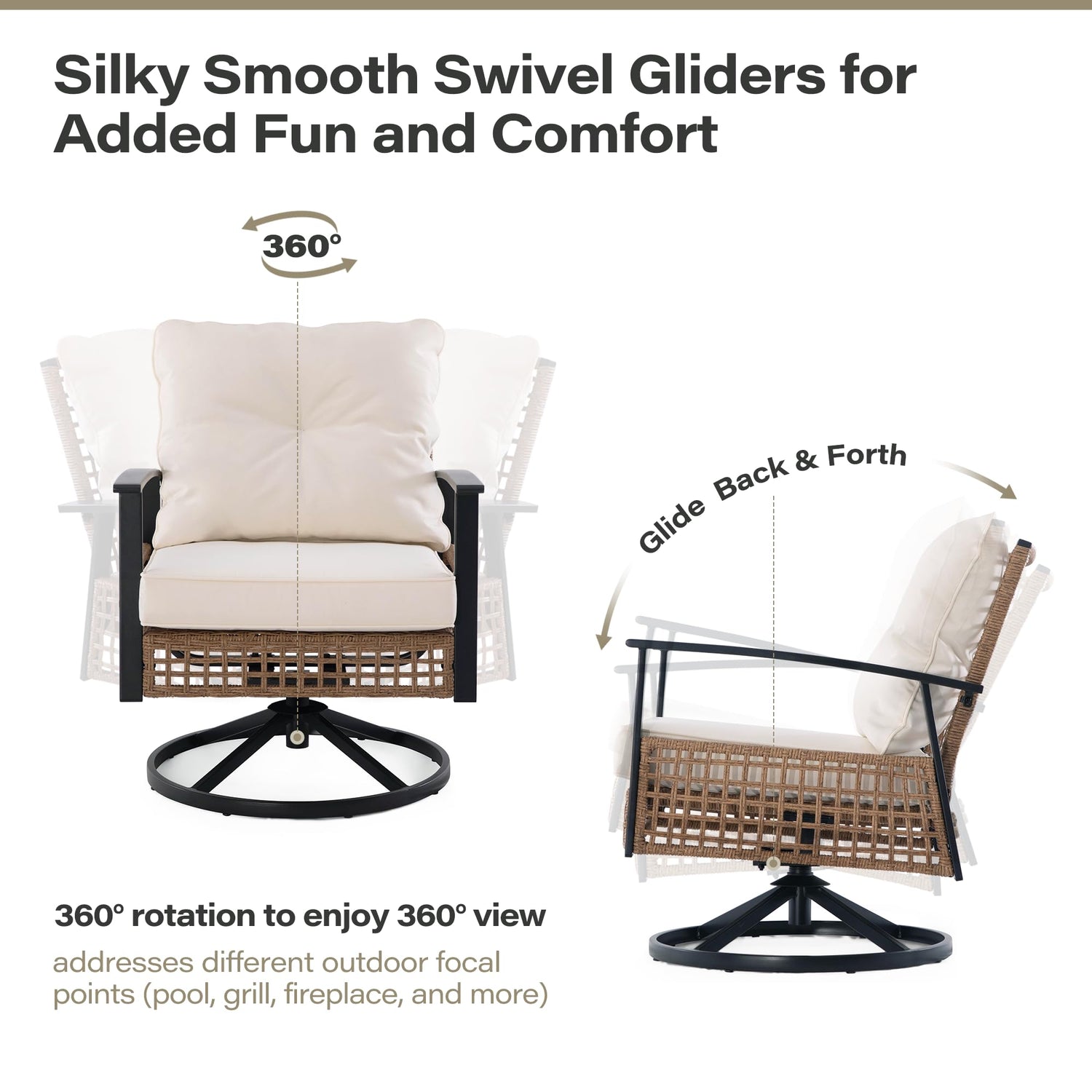 LAUSAINT Home 3 Pieces Swivel Rocking Bistro Set