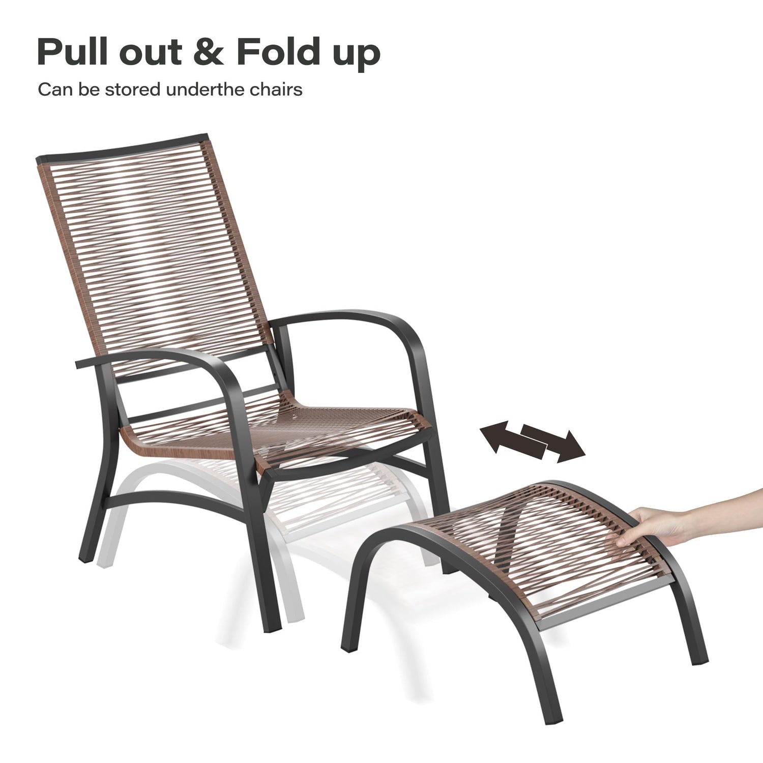 LAUSAINT HOME 5 Pieces PE Wicker Rattan Outdoor Lounge Chairs