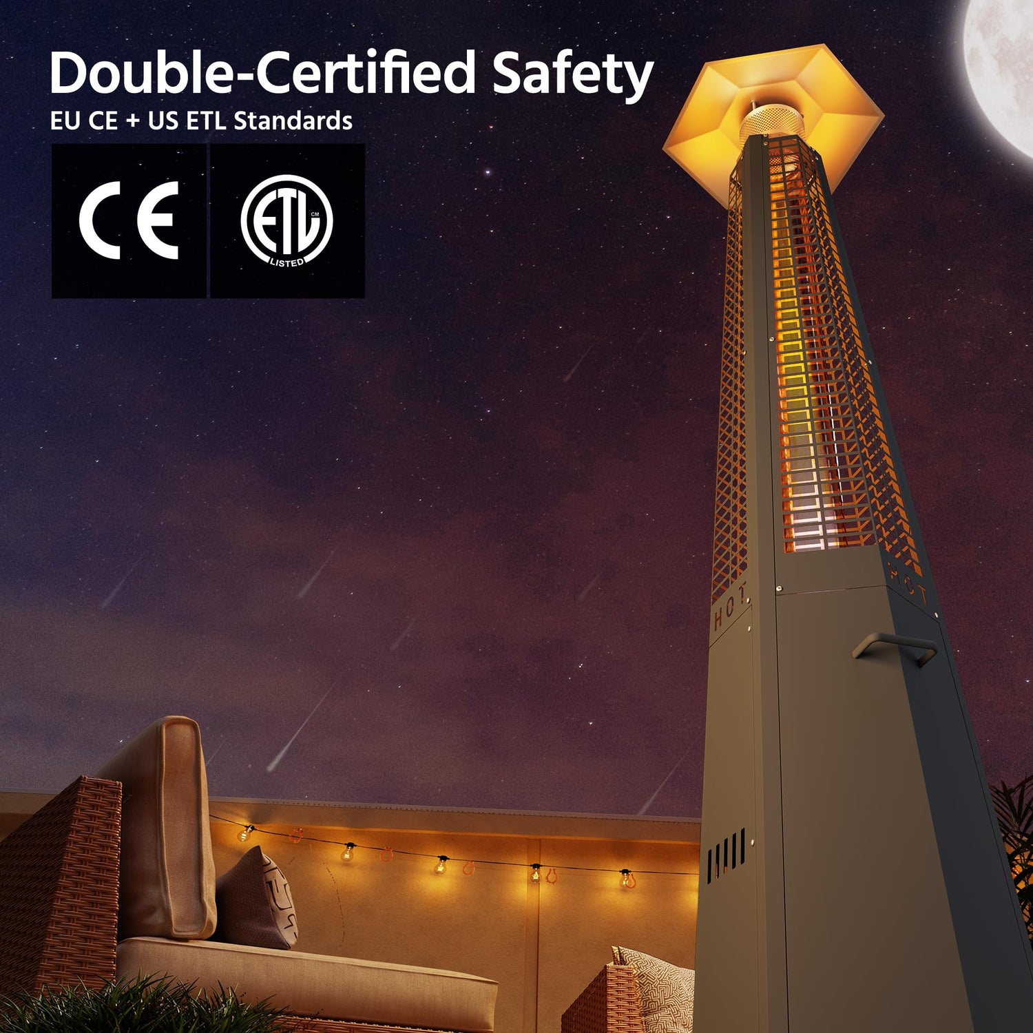 LAUSAINT HOME Pyramid Patio Heater, 48,000 BTU Outdoor Propane Heaters