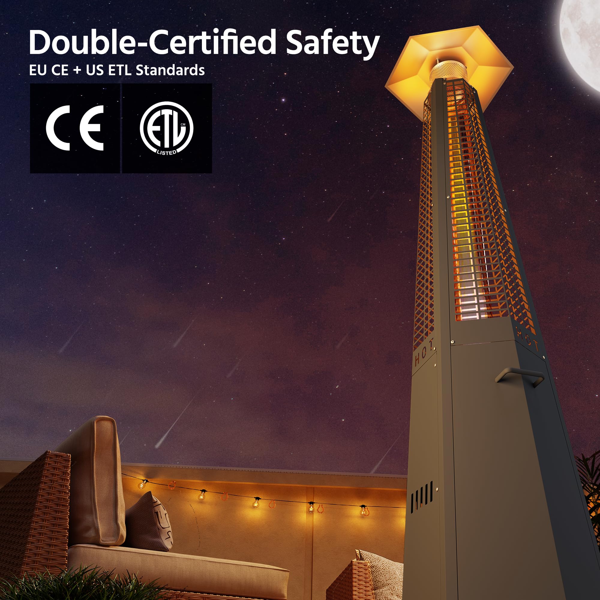 LAUSAINT HOME Pyramid Patio Heater, 48,000 BTU Outdoor Propane Heaters