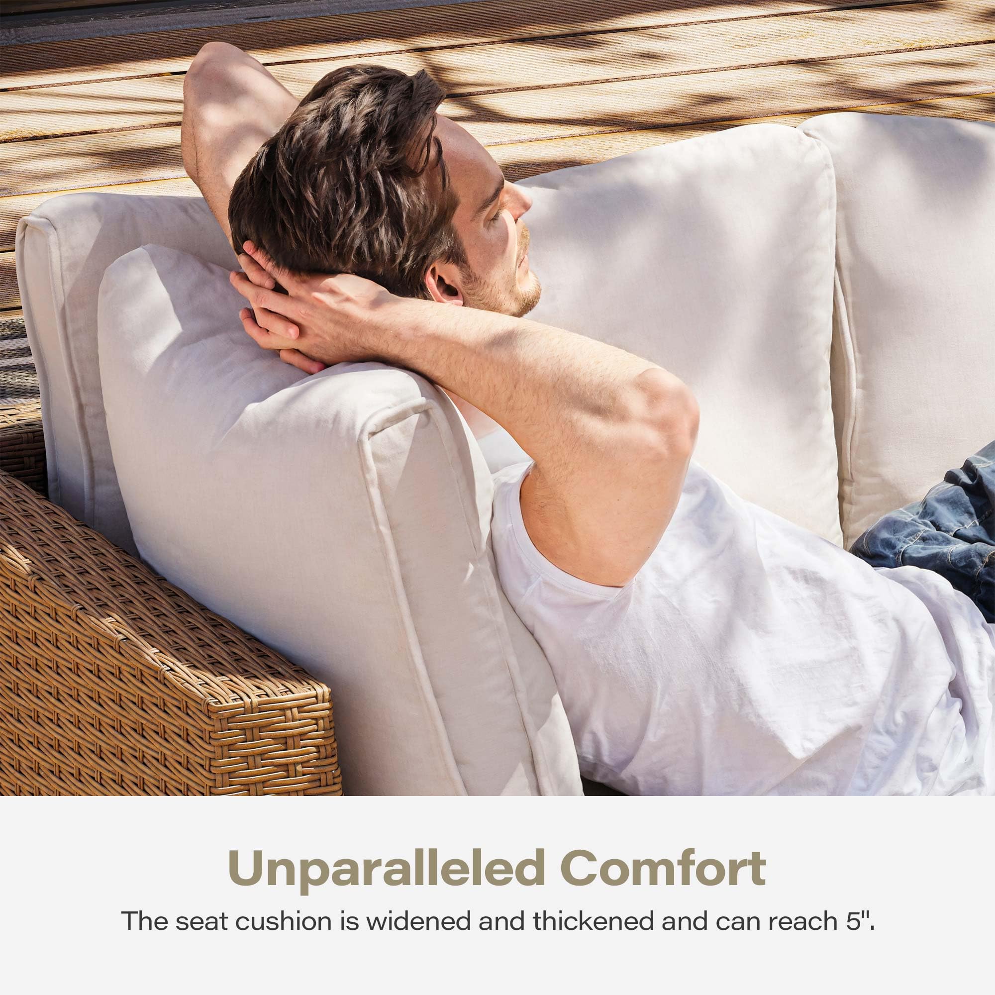 LAUSAINT HOME 7 Pieces Outdoor Patio Furniture Set with Storage Ottoman