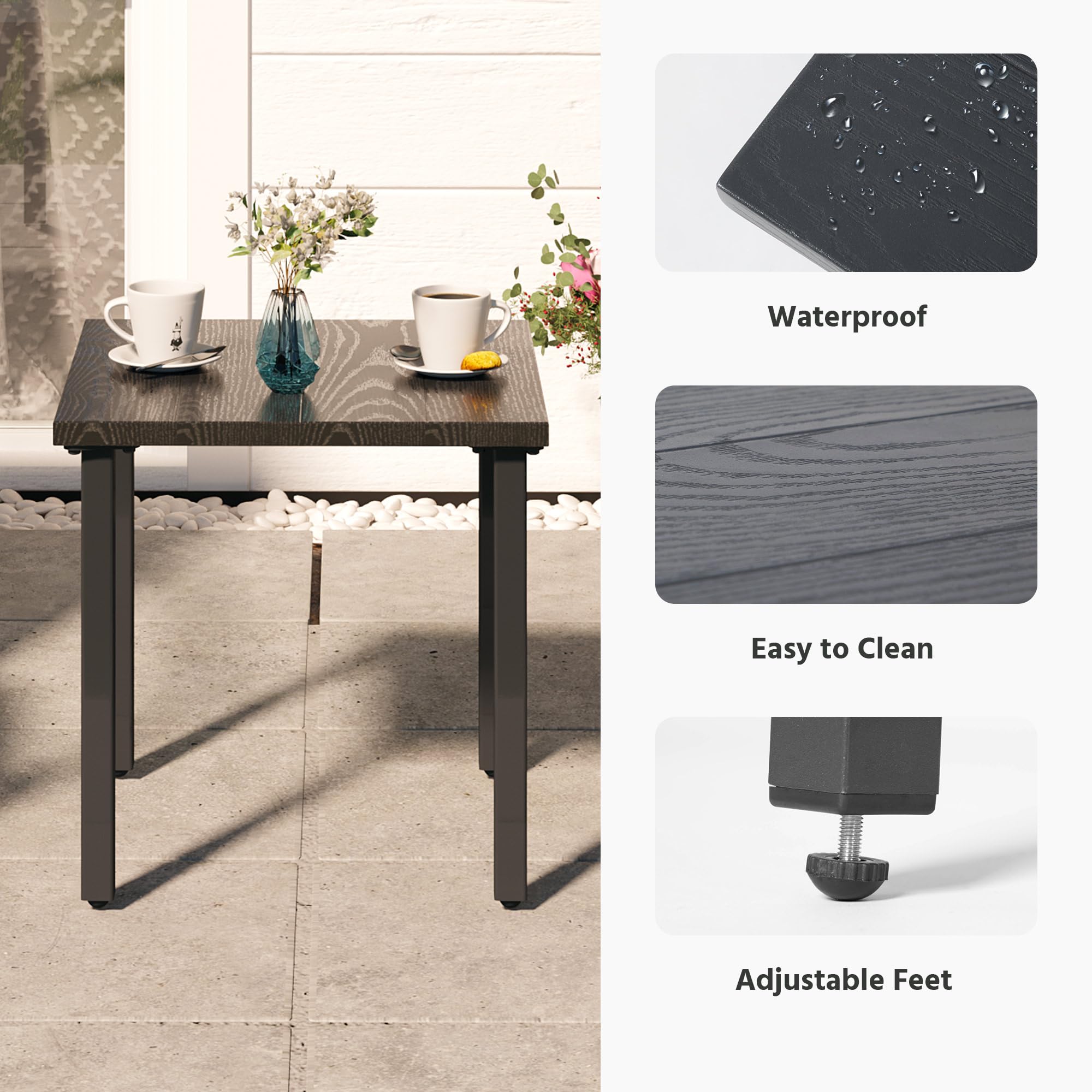 LAUSAINT HOME 3-Piece Bistro Set, Outdoor Textilene Fabric Furniture Set