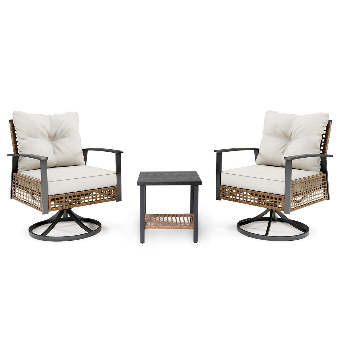 LAUSAINT Home 3 Pieces Swivel Rocking Bistro Set