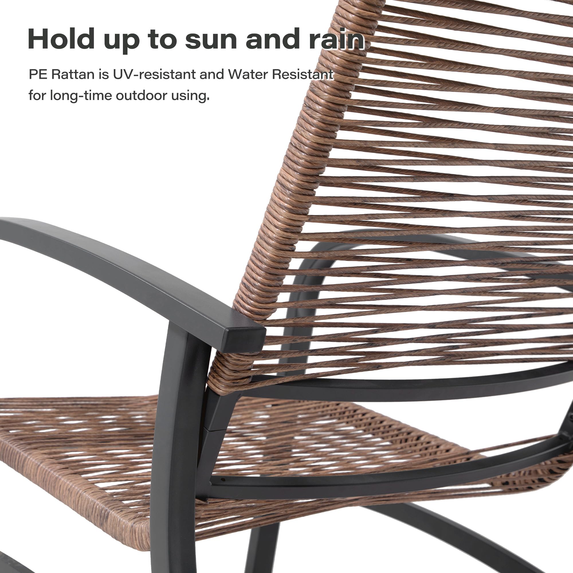 LAUSAINT HOME 5 Pieces PE Wicker Rattan Outdoor Lounge Chairs