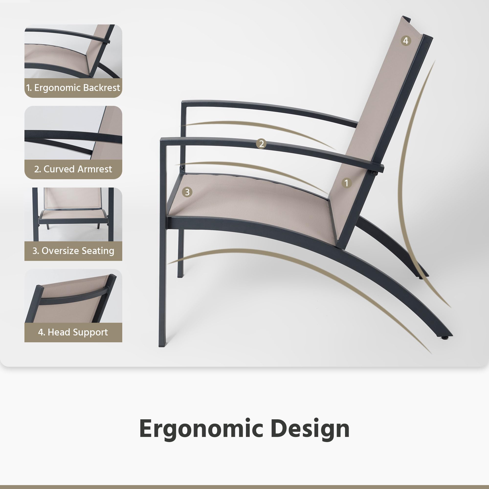 LAUSAINT HOME 3-Piece Bistro Set, Outdoor Textilene Fabric Furniture Set