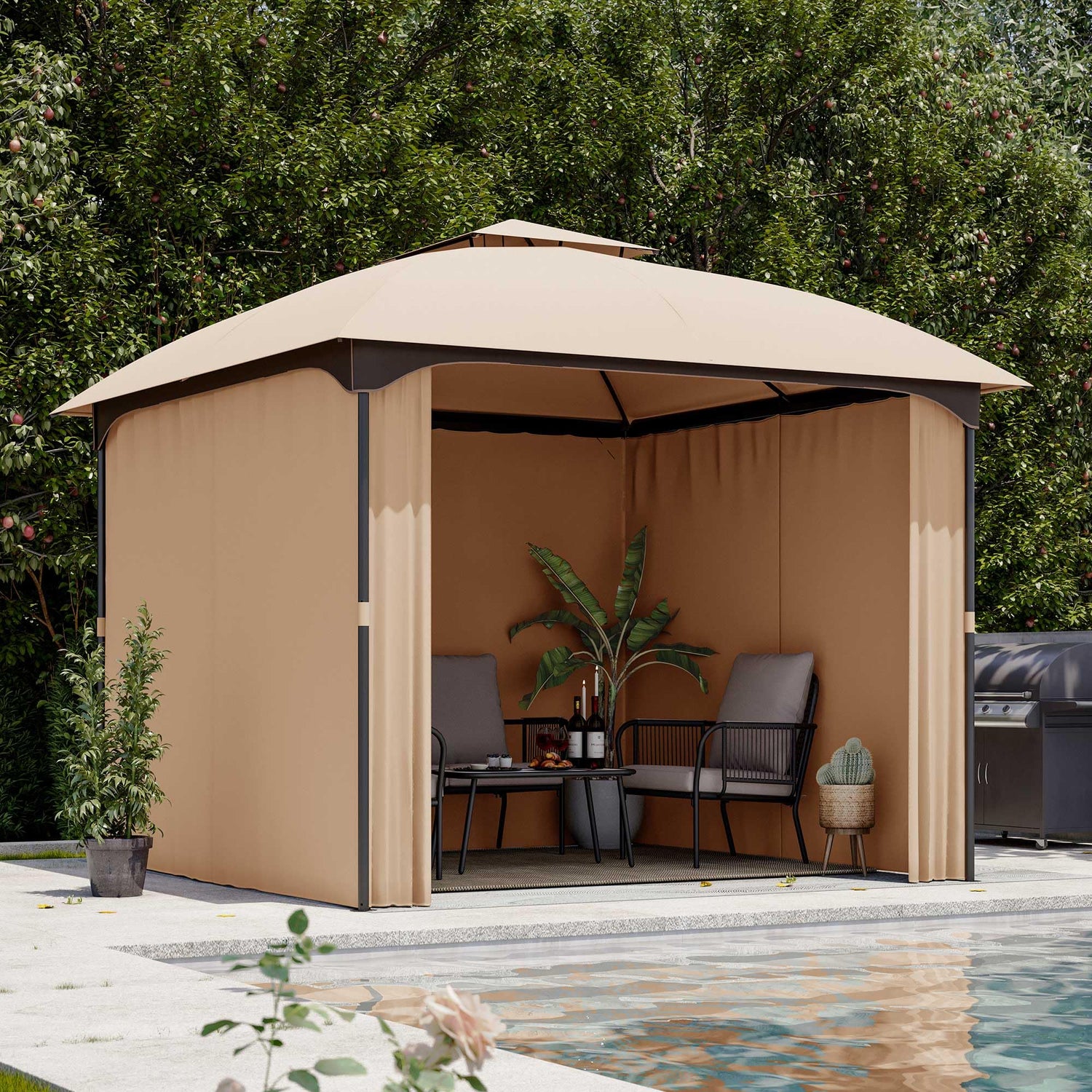 LAUSAINT HOME Patio Arc Gazebo Outdoor Canopy Tent 10&