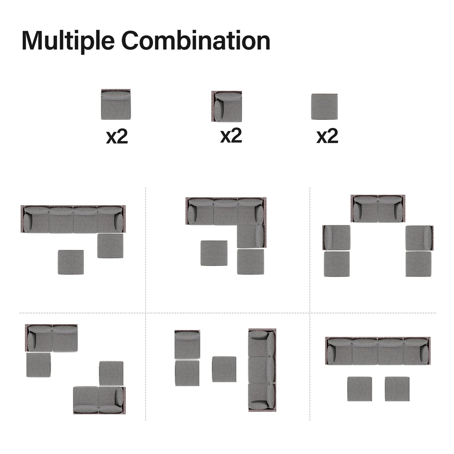 LAUSAINT HOME 6 Pieces Outdoor Sectional Sofa Set