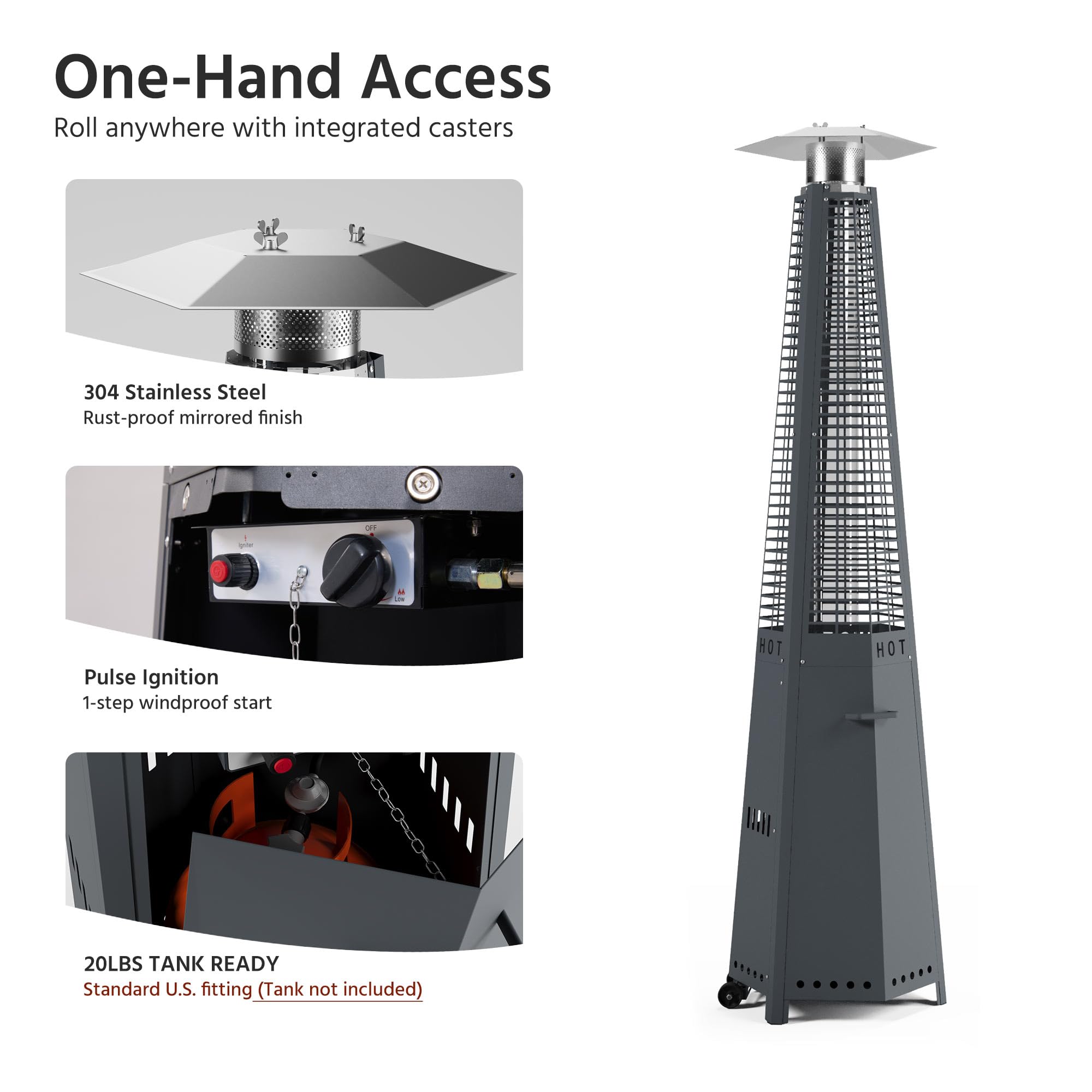 LAUSAINT HOME Pyramid Patio Heater, 48,000 BTU Outdoor Propane Heaters