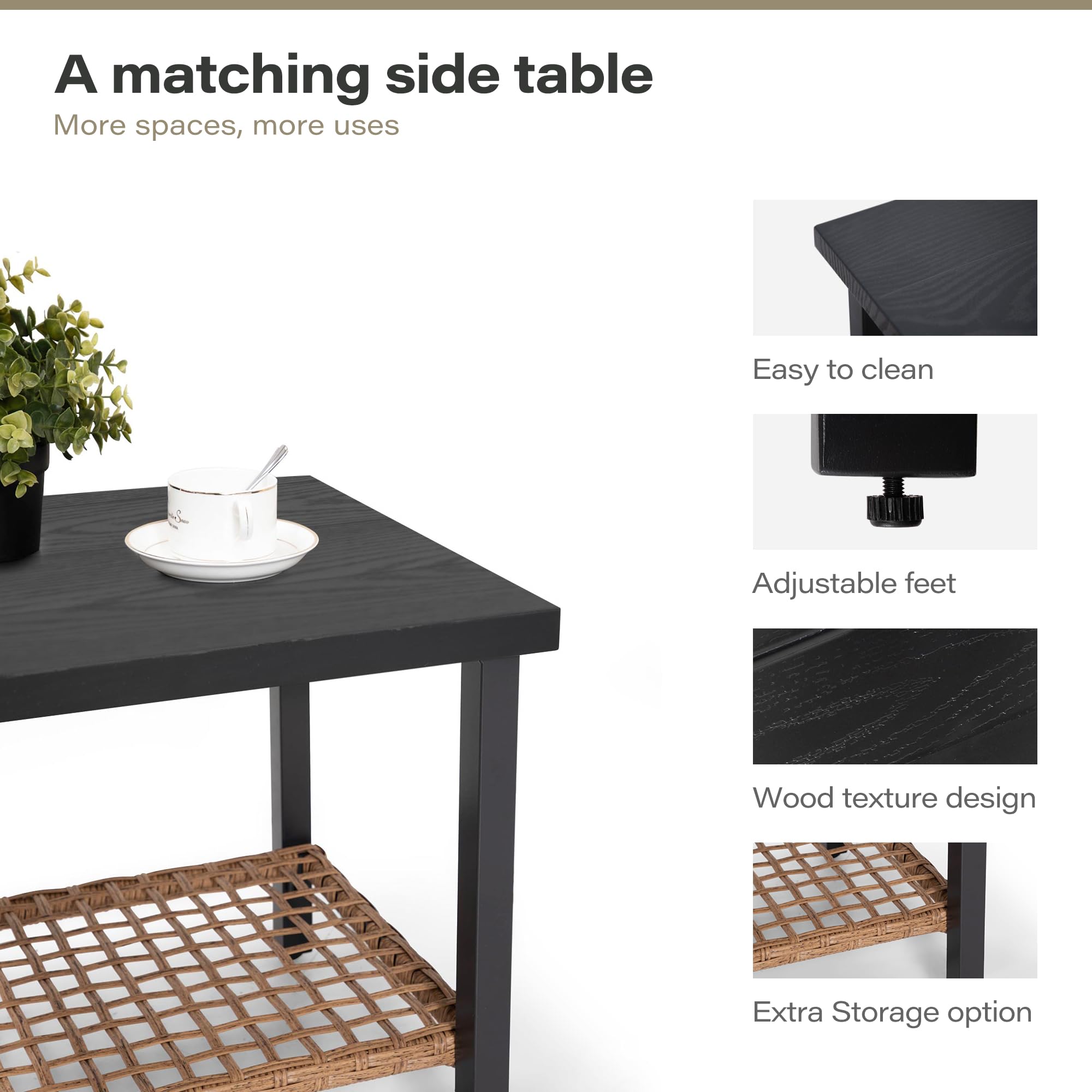 LAUSAINT Home 3 Pieces Swivel Rocking Bistro Set