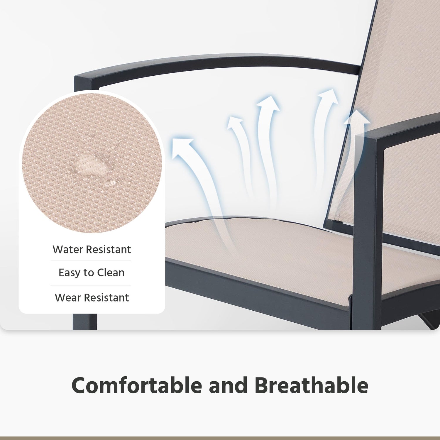 LAUSAINT HOME 3-Piece Bistro Set, Outdoor Textilene Fabric Furniture Set