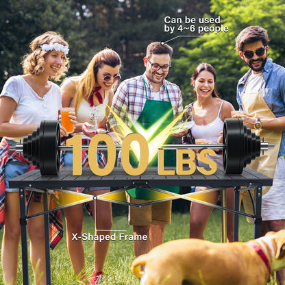 LAUSAINT HOME Folding Camping Table with Aluminum Roll-up Tabletop