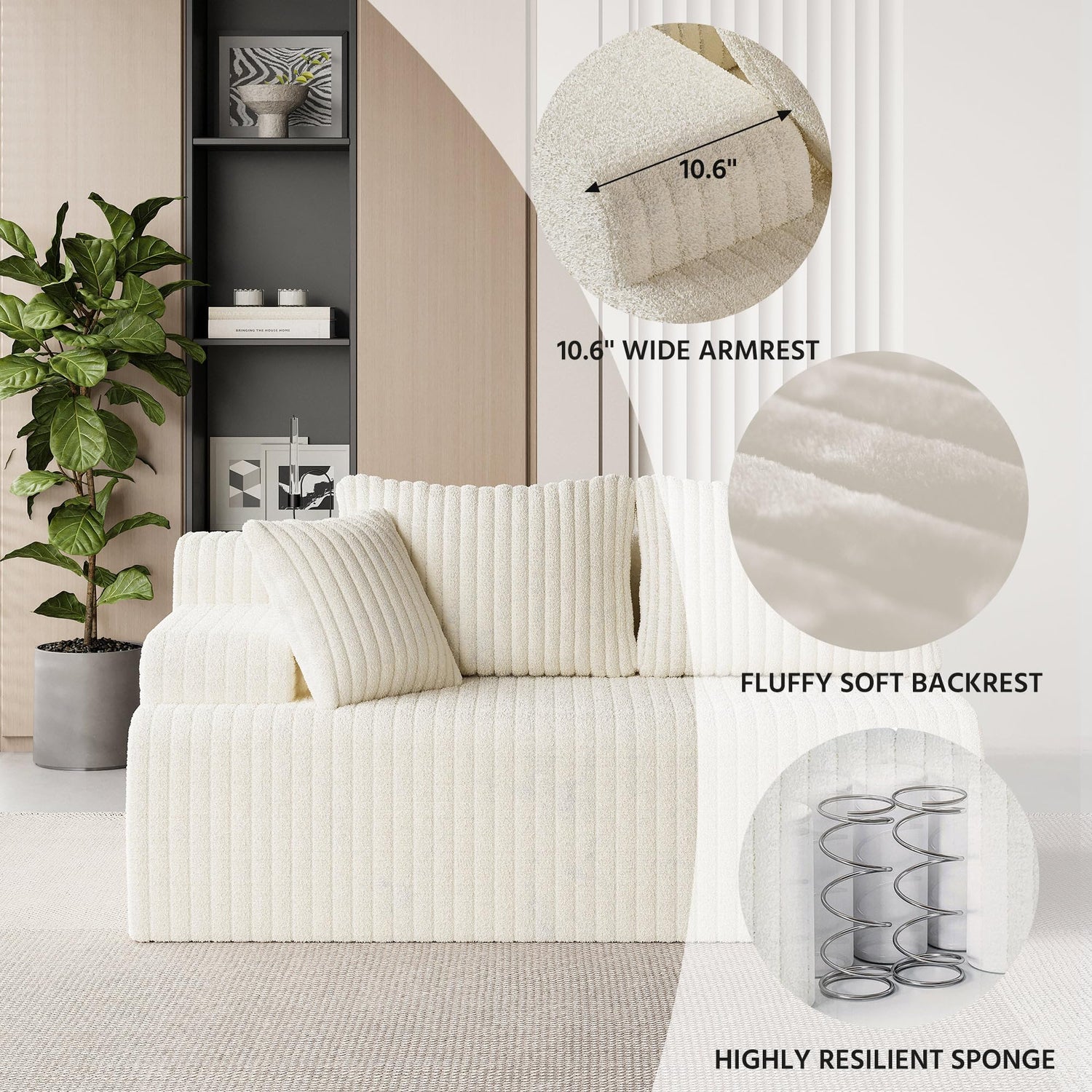 LAUSAINT HOME 96" Modular Sectional Sofa Couches