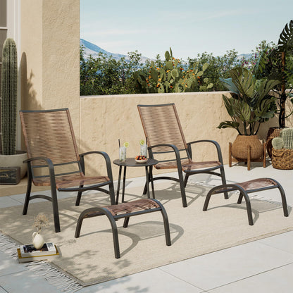 LAUSAINT HOME 5 Pieces PE Wicker Rattan Outdoor Lounge Chairs