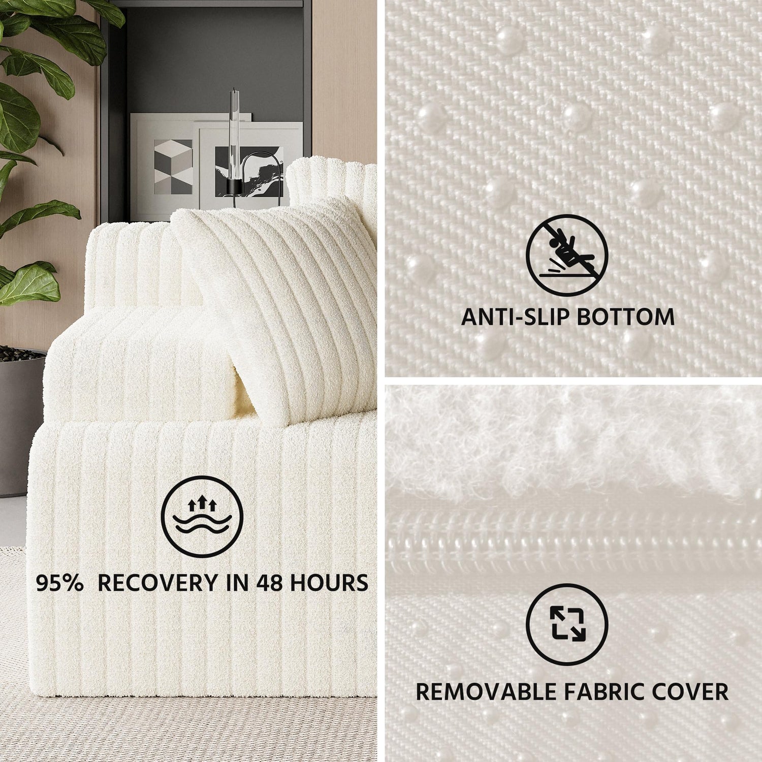 LAUSAINT HOME 96" Modular Sectional Sofa Couches