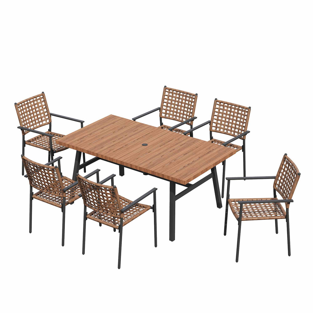 7 Pieces Outdoor Rattan Patio Dining Set