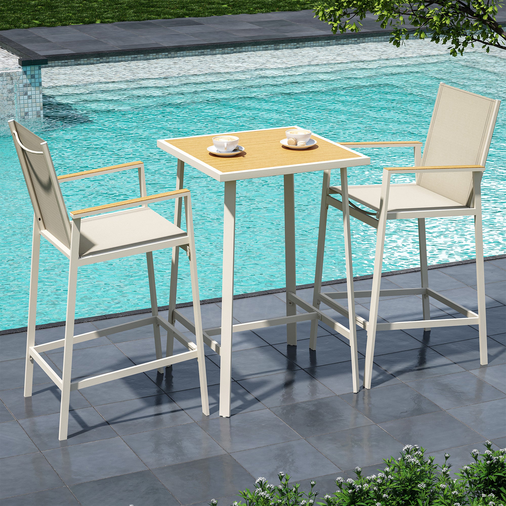 3 Pieces Patio Bar Set