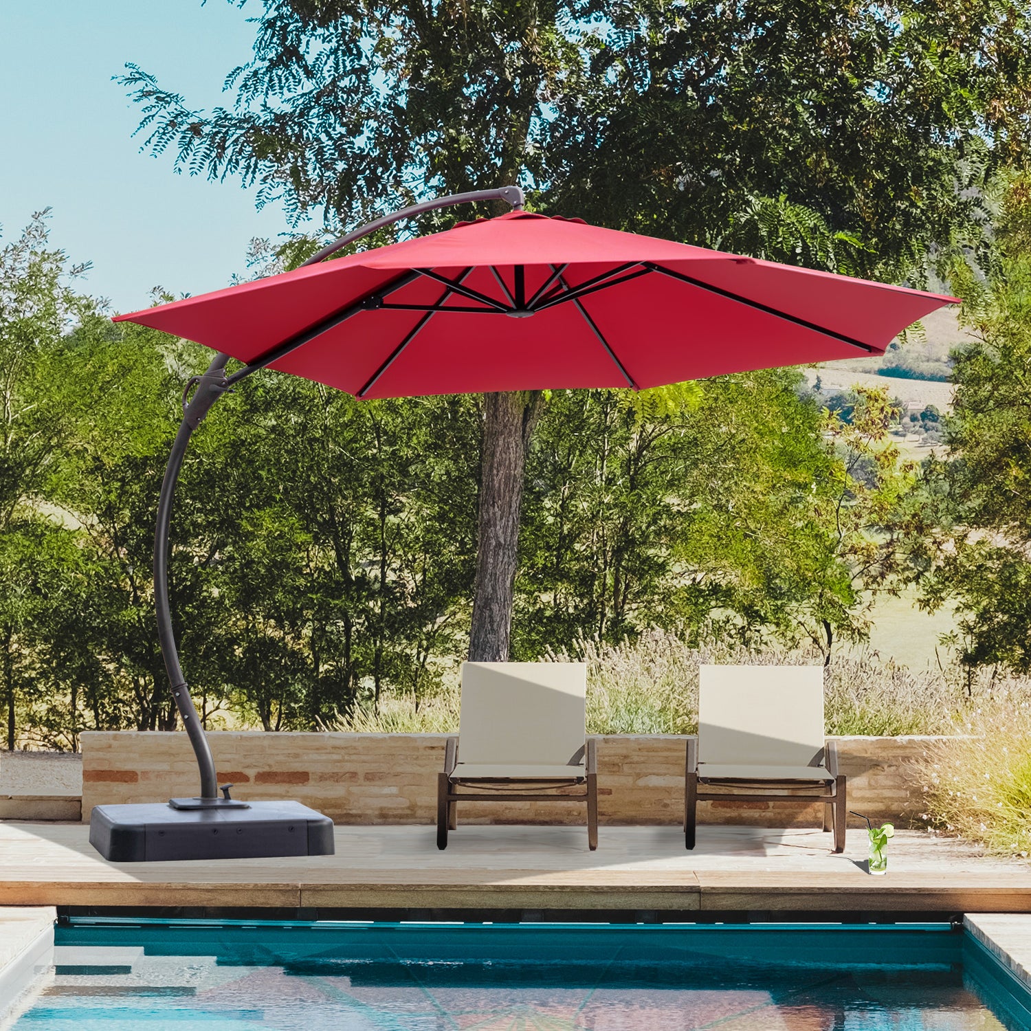 LAUSAINT HOME 12 FT Updated Outdoor Cantilever Umbrella, Offset Cantilever Umbrella with 360° Rotation Design Garden, Pool, Backyard LAUSAINT HOME 12 FT Updated Outdoor Cantilever Umbrella, Offset Cantilever Umbrella with 360° Rotation Design Garden, Pool, Backyard
