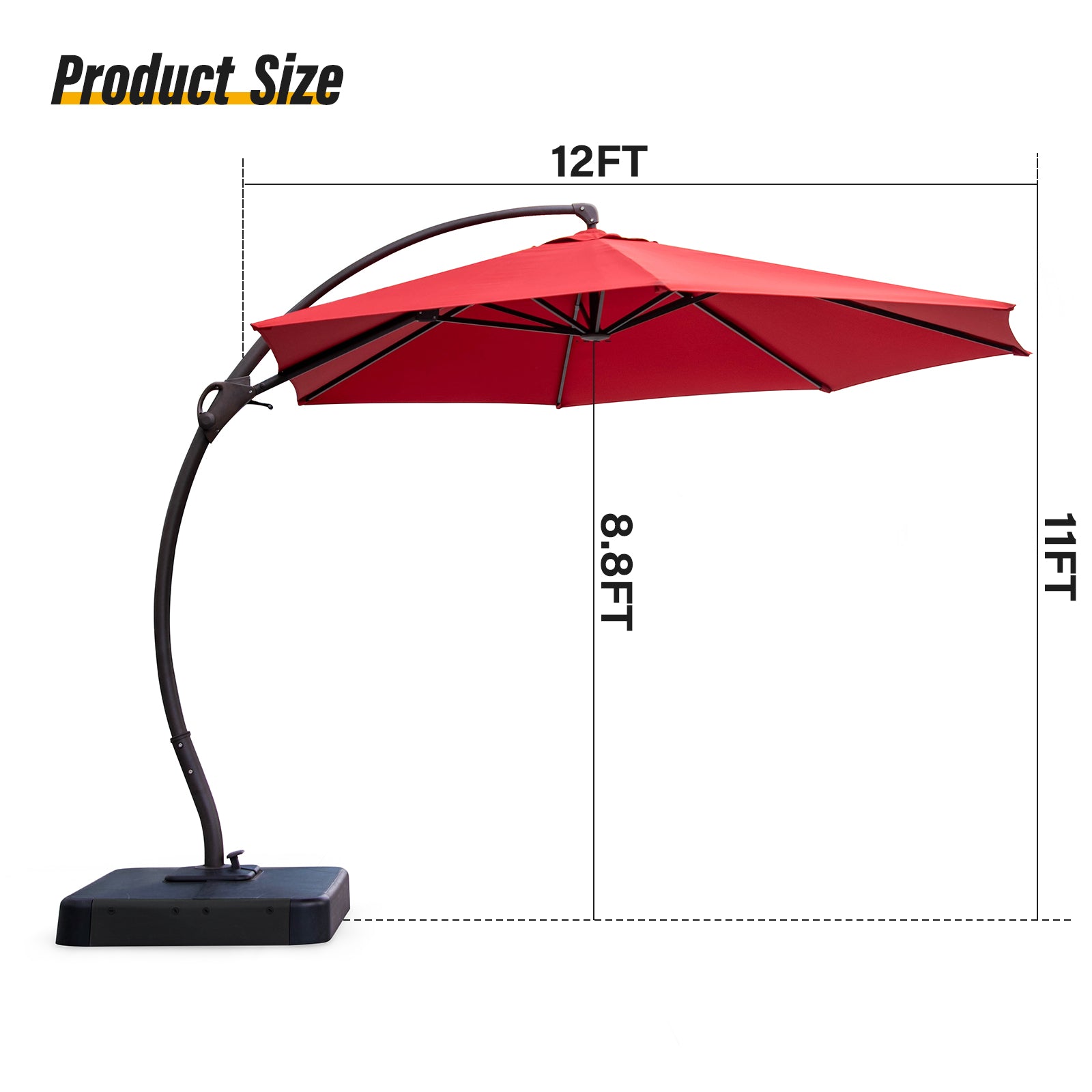 LAUSAINT HOME 12 FT Updated Outdoor Cantilever Umbrella