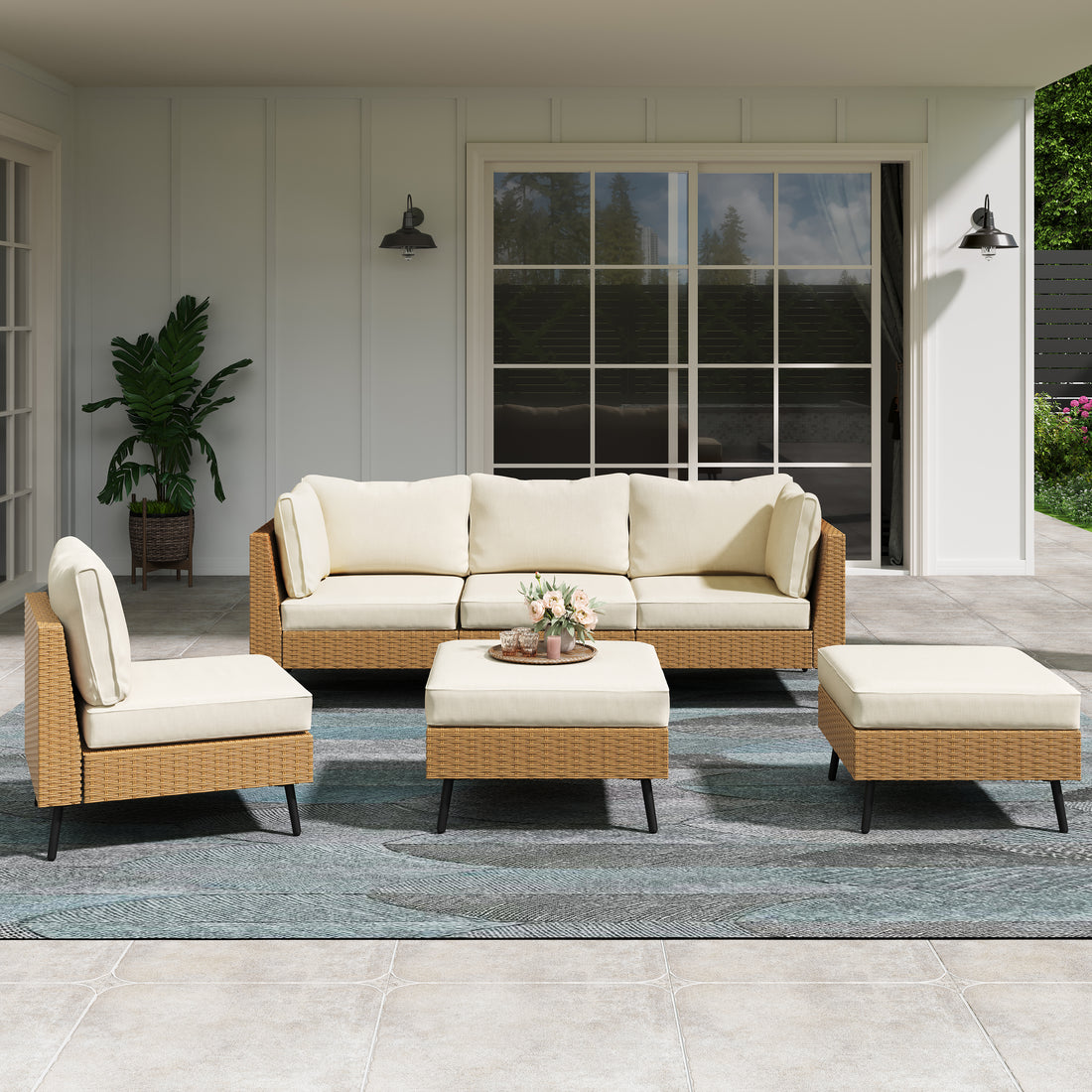 Lausaint Home 6-Piece Wicker Conversation Sofa