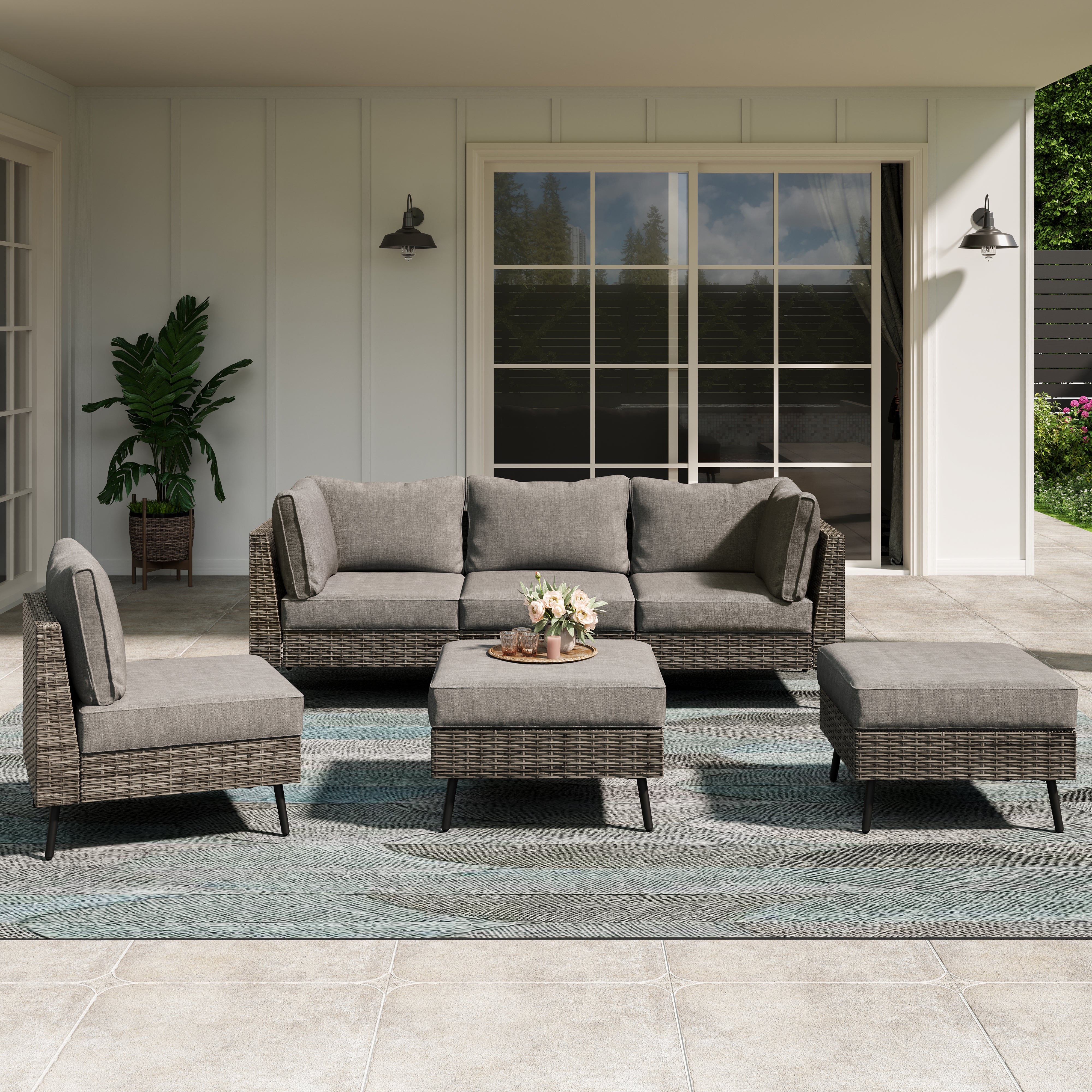 Wicker corner outdoor online furniture