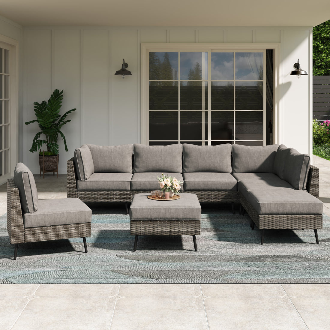 Lausaint Home 8-Piece Wicker Sectional Sofa