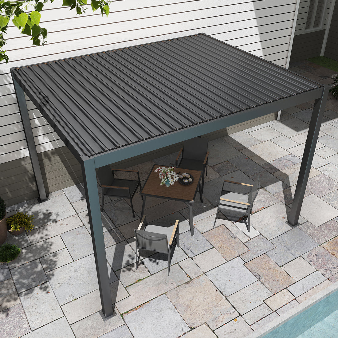 10 * 10 FT Aluminum  Louvered Pergola