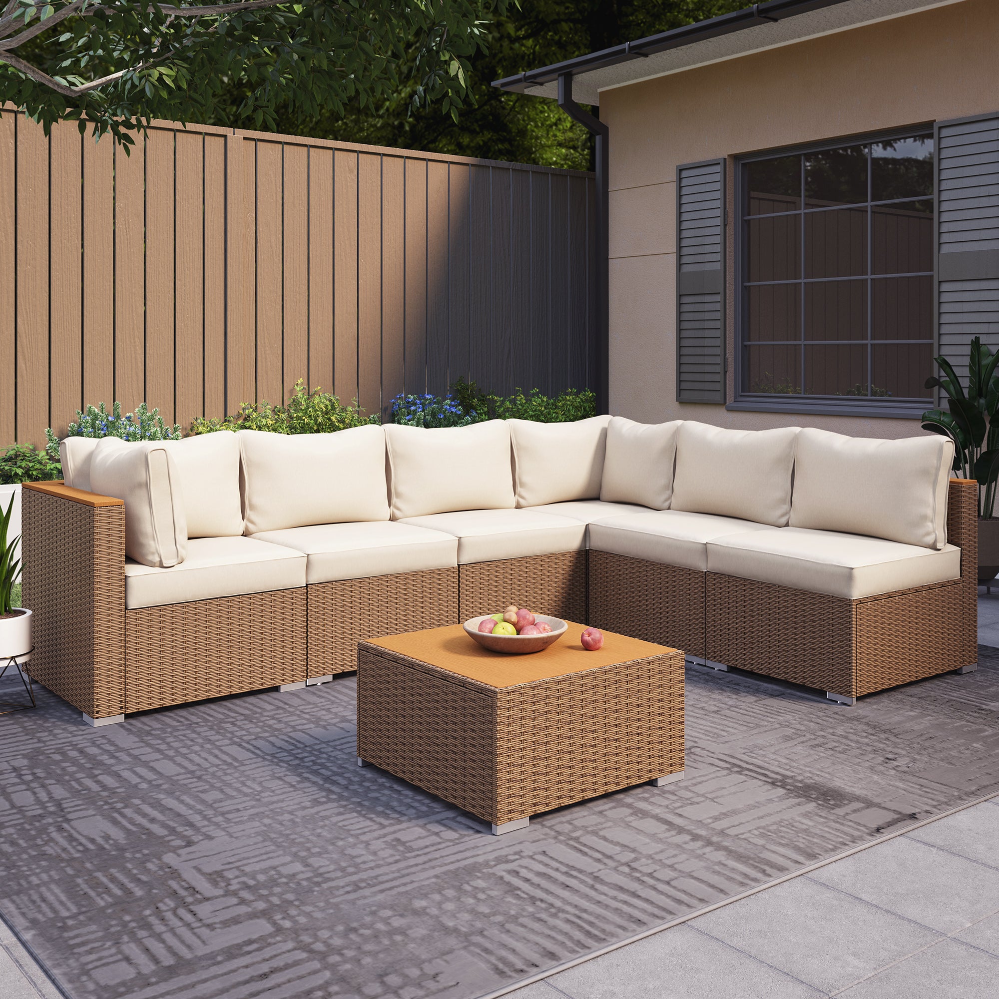 7 Piece Rattan Patio Furniture Sets