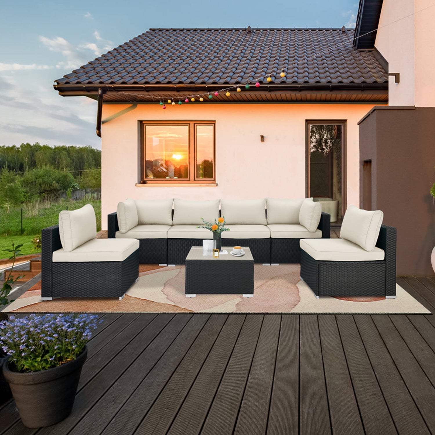  LAUSAINT HOME Muebles de patio al aire libre, 7 piezas