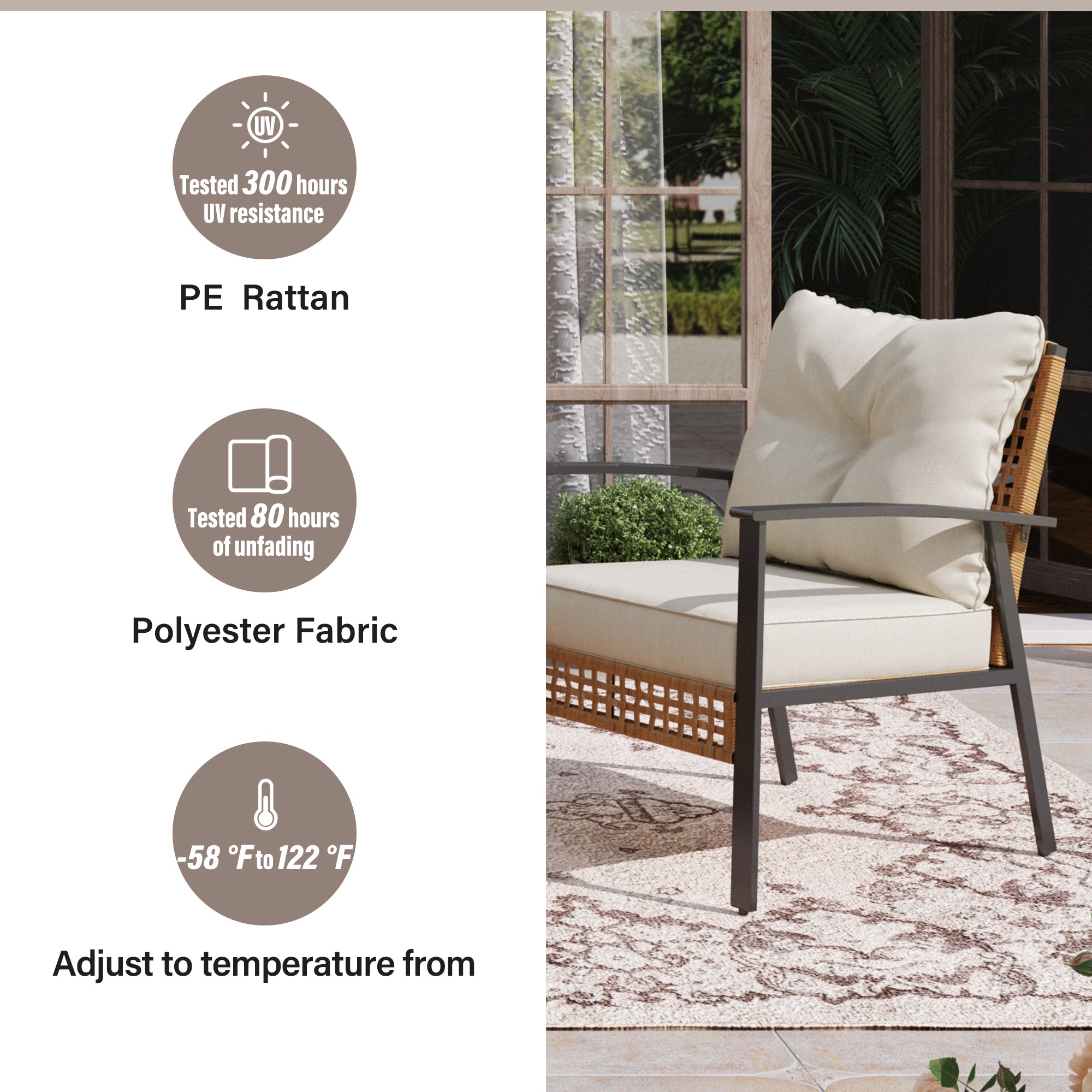 4 piece Rattan Conversation Set Lausaint Home