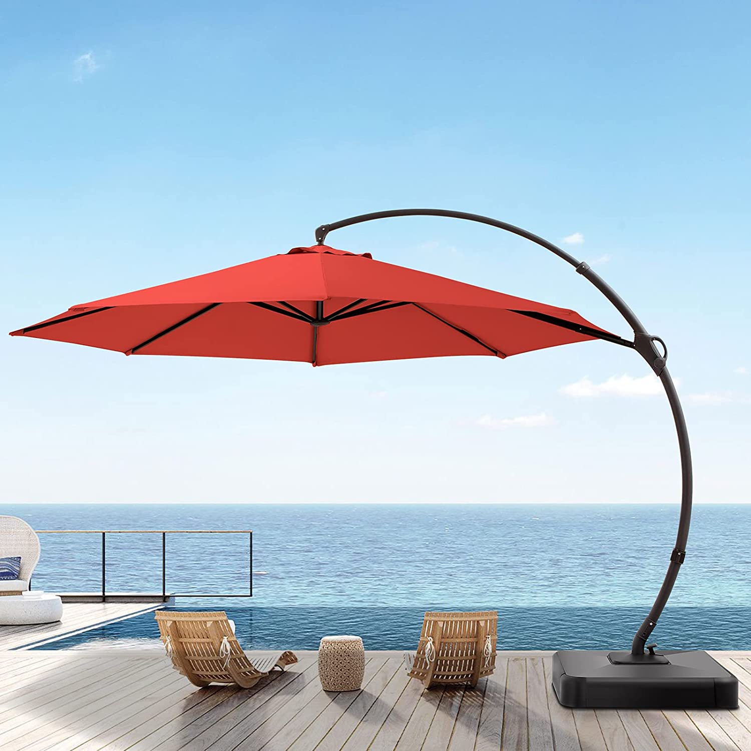 LAUSAINT HOME 12FT Deluxe Cantilever Umbrella Patio Cantilever Umbrella with Base Included Heavy Duty Outdoor Umbrellas Garden, Backyard LAUSAINT HOME 12FT Deluxe Cantilever Umbrella Patio Cantilever Umbrella with Base Included Heavy Duty Outdoor Umbrellas Garden, Backyard