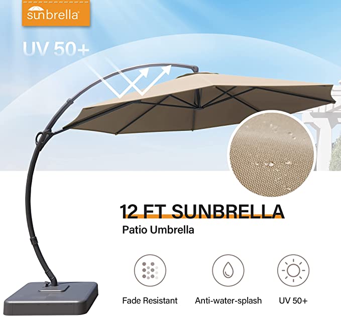LAUSAINT HOME 12' Sunbrella Outdoor Patio Umbrella with Base Included, – Lausaint Home LAUSAINT HOME 12' Sunbrella Outdoor Patio Umbrella with Base Included, – Lausaint Home
