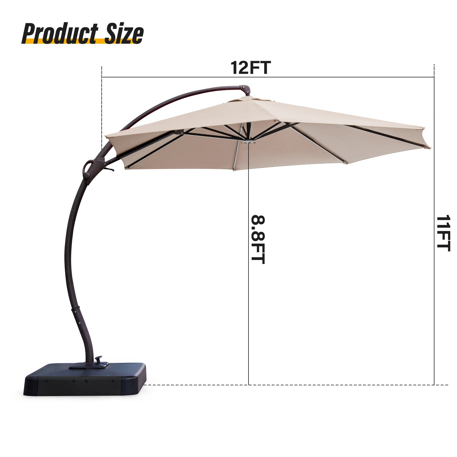 LAUSAINT HOME 12 FT Updated Outdoor Cantilever Umbrella