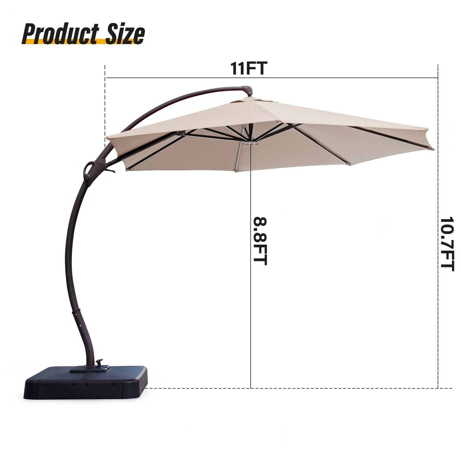11 foot patio umbrellas GRAND 11FT Cantilever Patio Umbrella with Base The Solar LED Lighted Patio Umbrella spins 360 with a foot pedal and adjusts to 6 Outsunny 11ft Cantilever Patio Umbrella