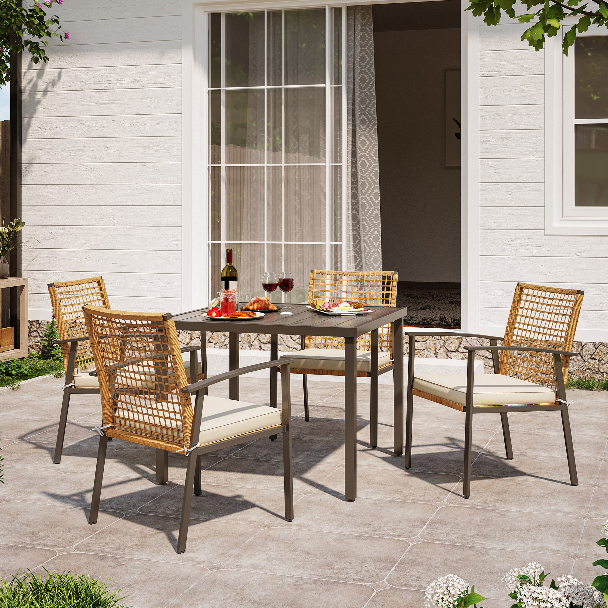 5 piece Rattan Dining Set Lausaint Home